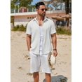 thumbnail image 3 of COOFANDY Mens Button Down Short Sleeve Shirt Linen Cotton No Wrinkle Shirts, 3 of 5