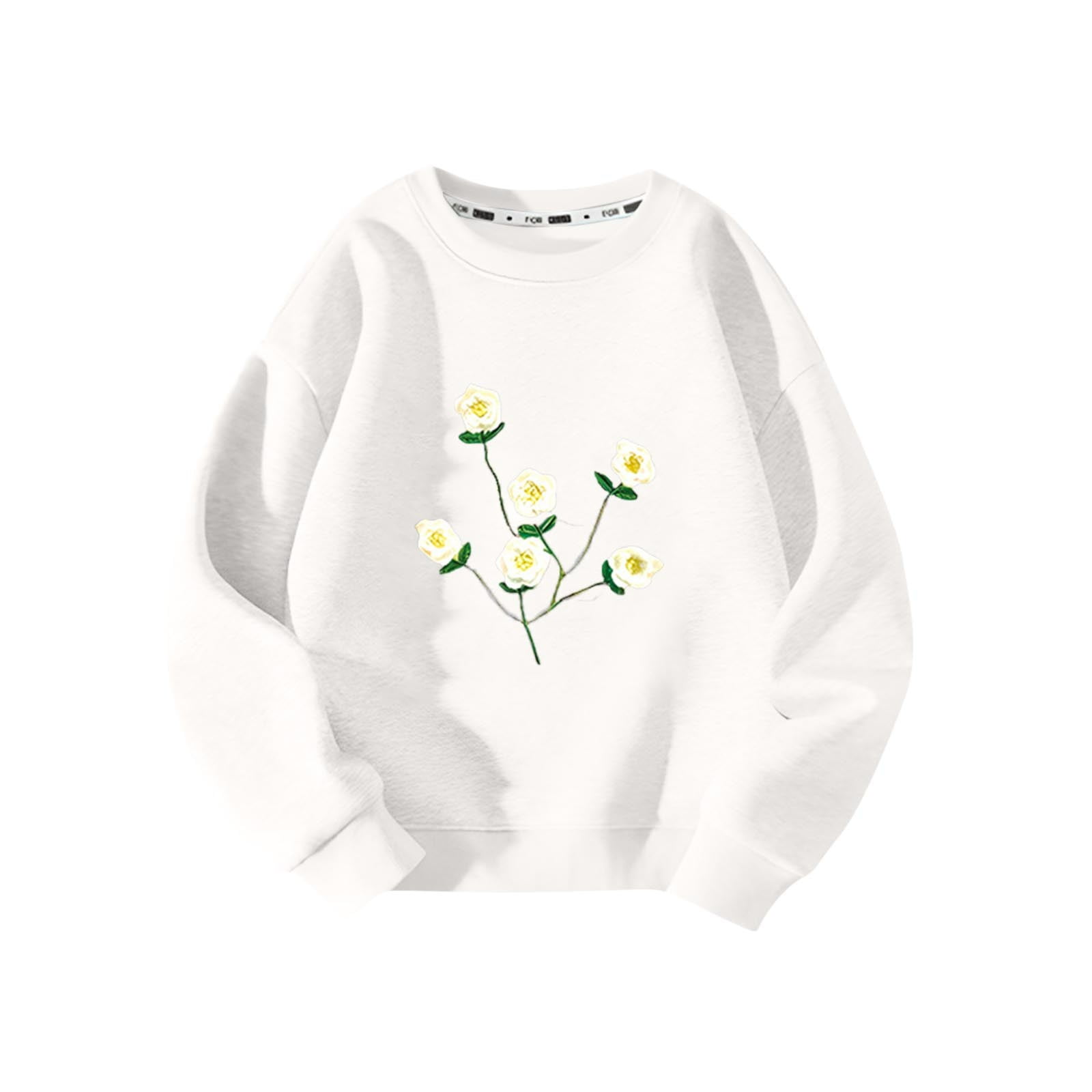 Pull col rond jeux de points Blanc