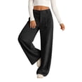thumbnail image 4 of Corduroy Pants Womens Low Rise Wide Leg Cargo Pants Casual Baggy Lounge Pant Office Business Work Pant with Pockets Black L, 4 of 7