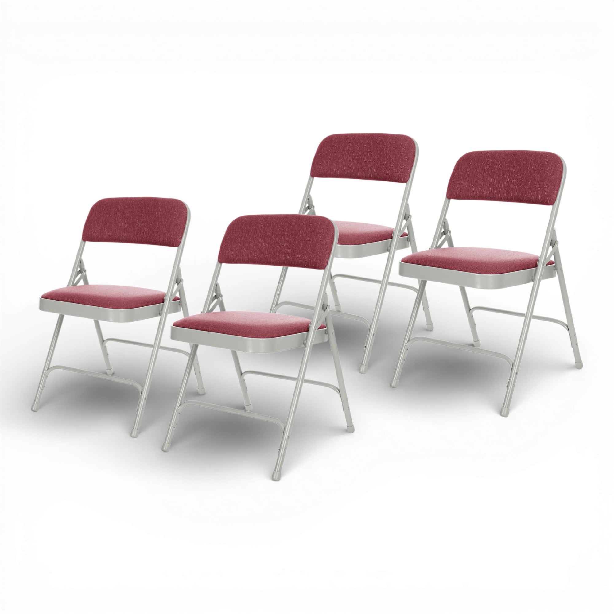 Hampden Furnishings Bernadine Fabric Padded / Steel Folding Chair, Grey/Burgundy, 4 Pk