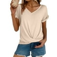 thumbnail image 2 of Womens Short Sleeve Tops Women's Casual Top Short Sleeve Knot Shirts Slim Fit V Neck T Shirt Tops for Women, 2 of 5