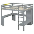 thumbnail image 5 of Full Size Loft Bed with L-shaped Desk, Wardrobe and Storage Shelves(Grey), 5 of 12