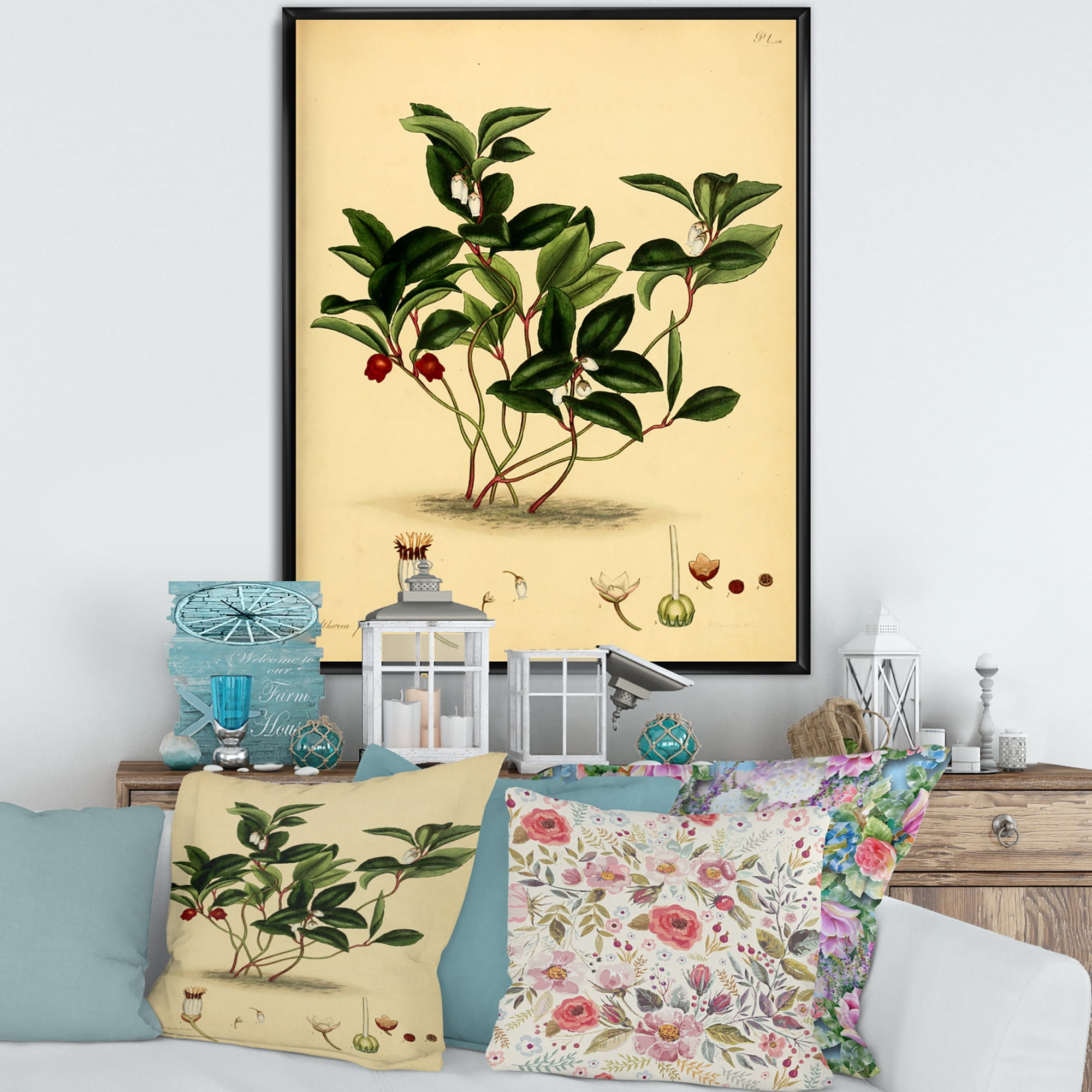 Designart 'Ancient Plant Life III' Traditional Framed Canvas Wall Art Print