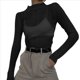thumbnail image 2 of Tops Transparentes de Larga Plisados para Mujer Negro M, 2 of 7