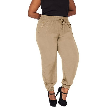 Plus Moda Women's Plus-Size Harem Pants With Zipper Details - Walmart.com