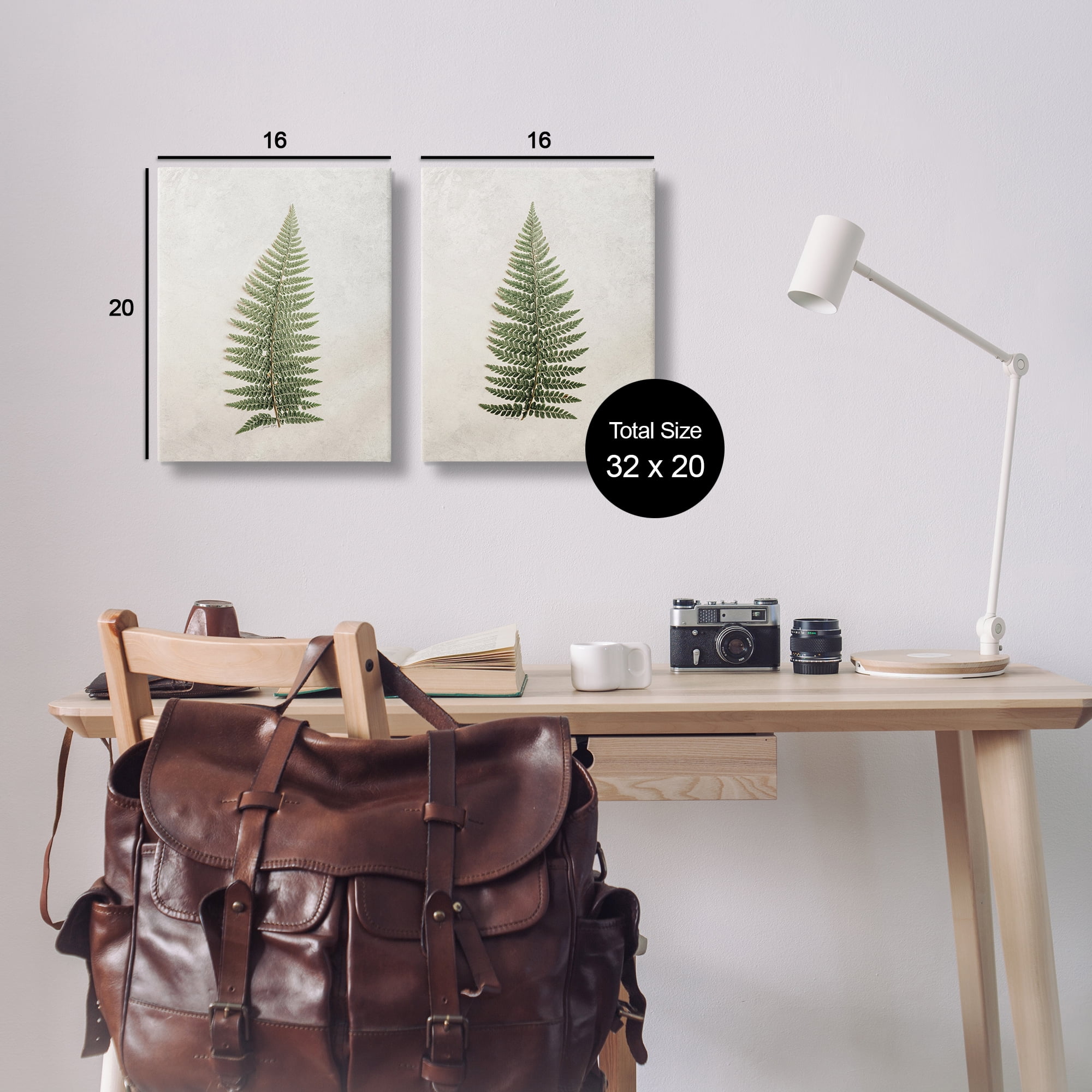 Stupell Industries Realistic Fern Leaves Plants & Flowers Painting Wrapped Canvas Art Print Wall Art, 16 x 20, Set of 2