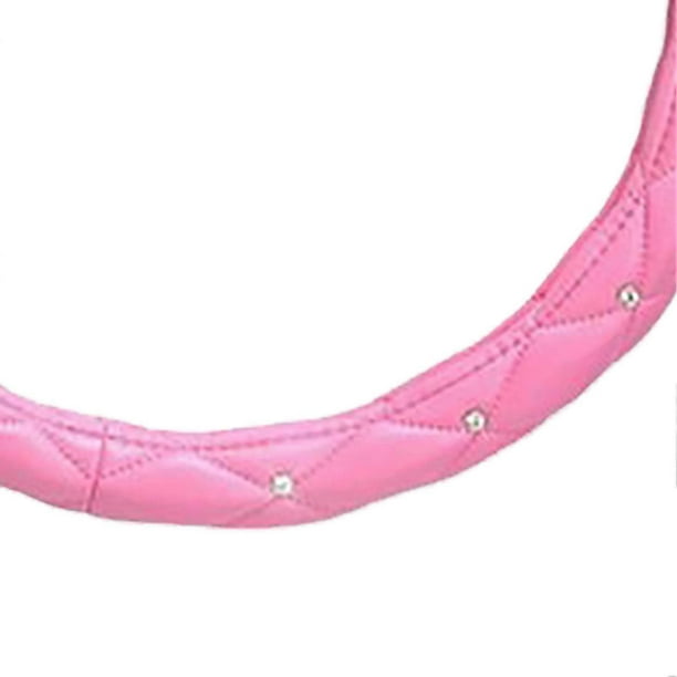 Women Steering Wheel Cover Cute Universal Antislip Pu Lether Rhinestones Car Steering Wheel Cover Black