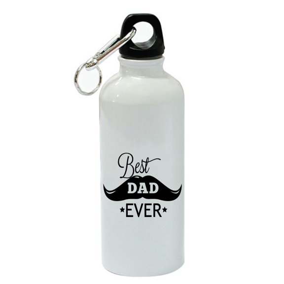 Best Dad Ever - Mustache White Aluminum Sports 20 oz Water Bottle