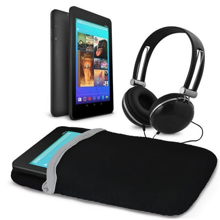 Ematic 7" 16GB Tablet with Android 7.1 (Nougat) + Sleeve and Headphones, Black (EGQ373BL)