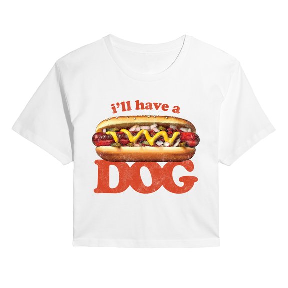 Instant Message - I'll Have a Hotdog Cropped Graphic T-Shirt