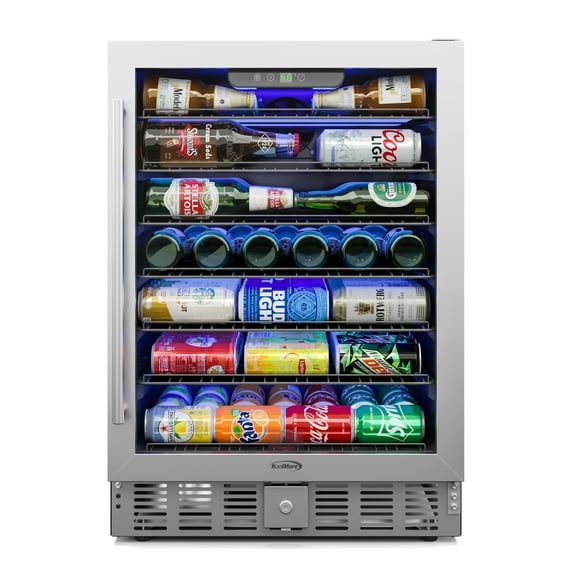 KoolMore 23.4 in. Stainless Steel, Glass-Door Built-In Refrigerator and Beverage Cooler, 5 Cu. ft.