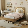 thumbnail image 4 of Twin/Twin XL Bed Frame, Upholstered Platform Bed Frame with Adjustable Headboard, Wooden Slats Support, No Box Spring Needed, 4 of 7