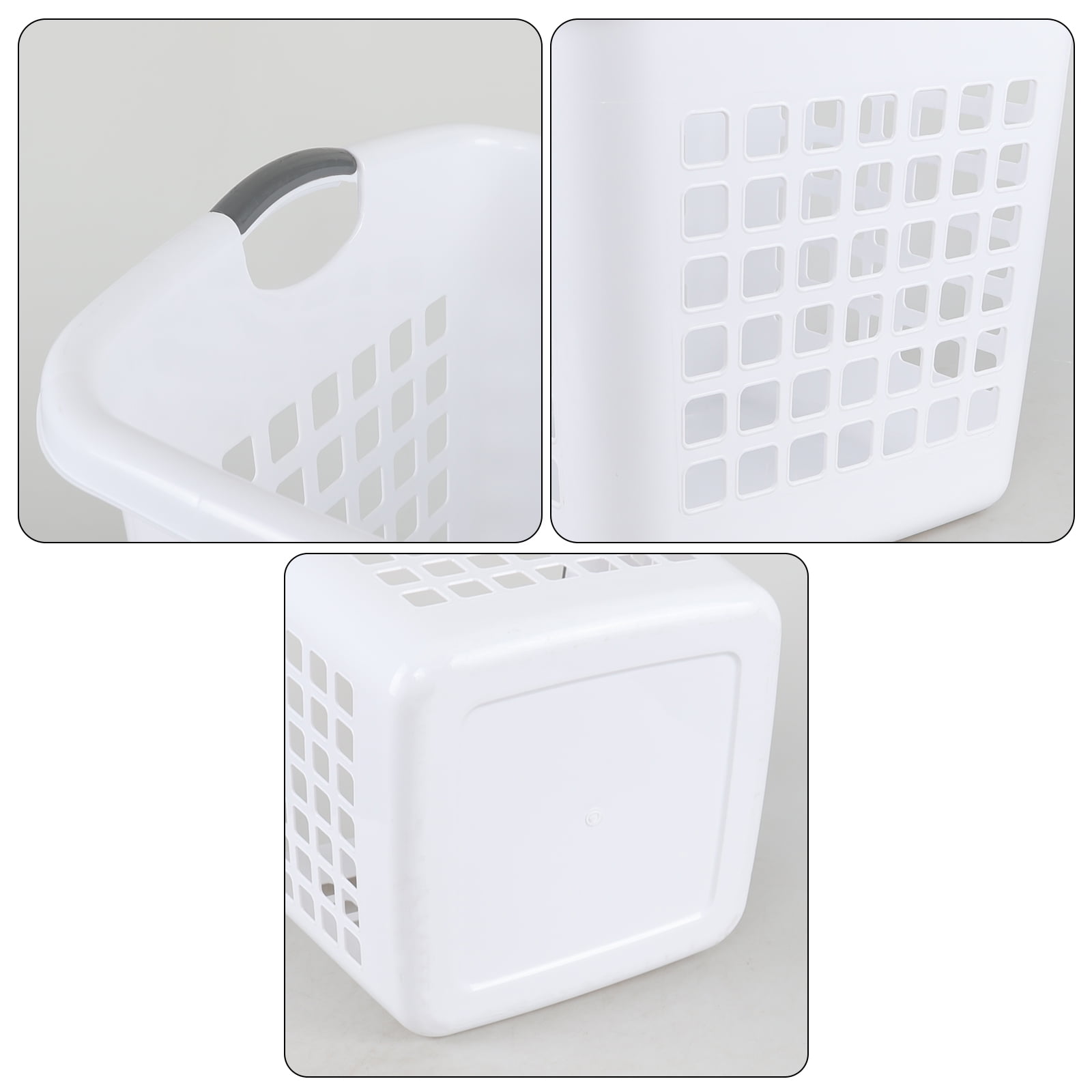 EudokkyNA 4 Packs Large White Laundry Basket, Plastic Clothes Hamper with Handles