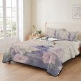 thumbnail image 2 of Full Quilt Set 78''x90'', Watercolor Lavender Lightweight Bedspread Coverlet Set with 2 Pillow Shams, Country Spring Field Leaf Wildflower Breathable All Season Quilt Bedding for Bedroom/Guest Room, 2 of 9
