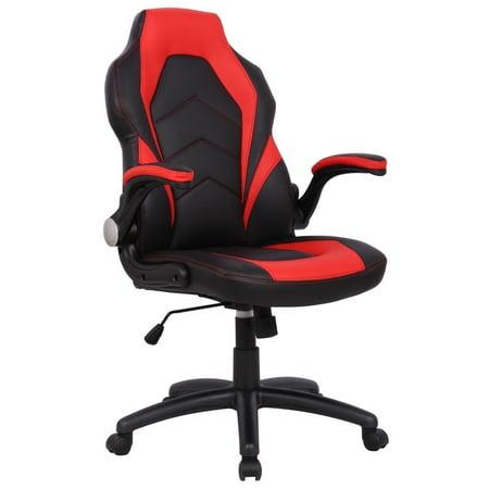 Gymax Ergonomic Office Chair PU Race Car Style Bucket Seat Gaming Desk Task Red