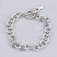thumbnail image 1 of Pulsera de cadena de acero inoxidable (1 unidad) con cierre de palanca y dije plateado, ideal para regalar., 1 of 2