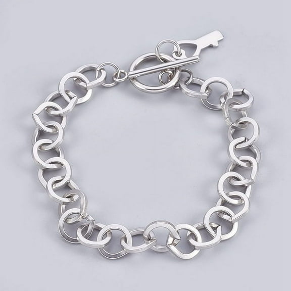 1Pc Stainless Steel Chain Bracelets with Ot Toggle Clasps Link Silver Charm Bracelets for Jewelry Gifts