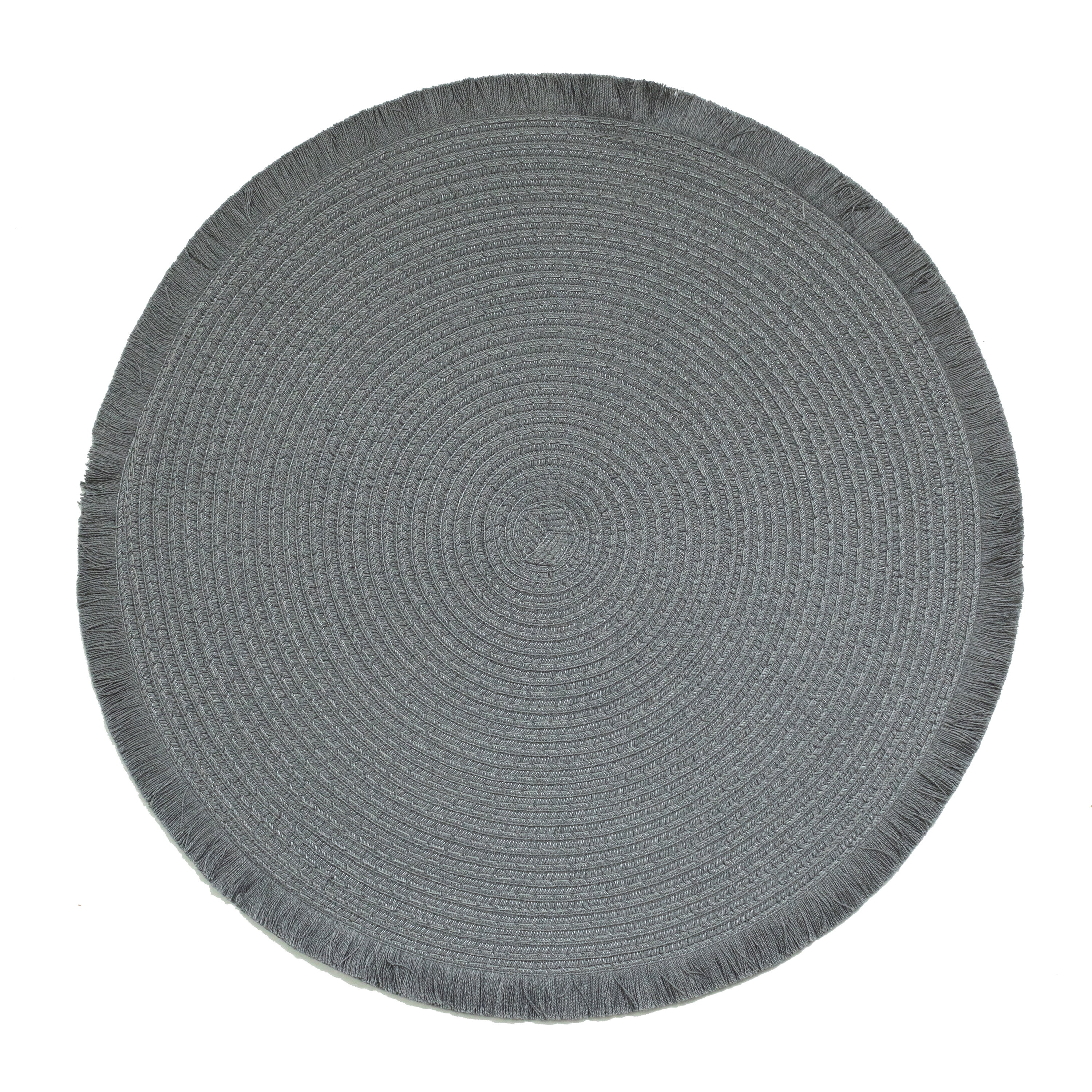 Mainstays Logan Fringe PP Round Placemat Grey Flannel 15 RD