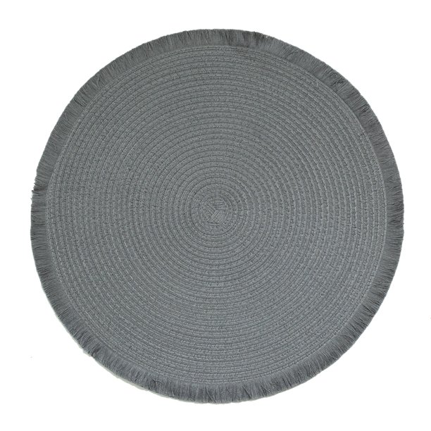 Mainstays Logan Fringe PP Round Placemat Grey Flannel 15 RD Walmart