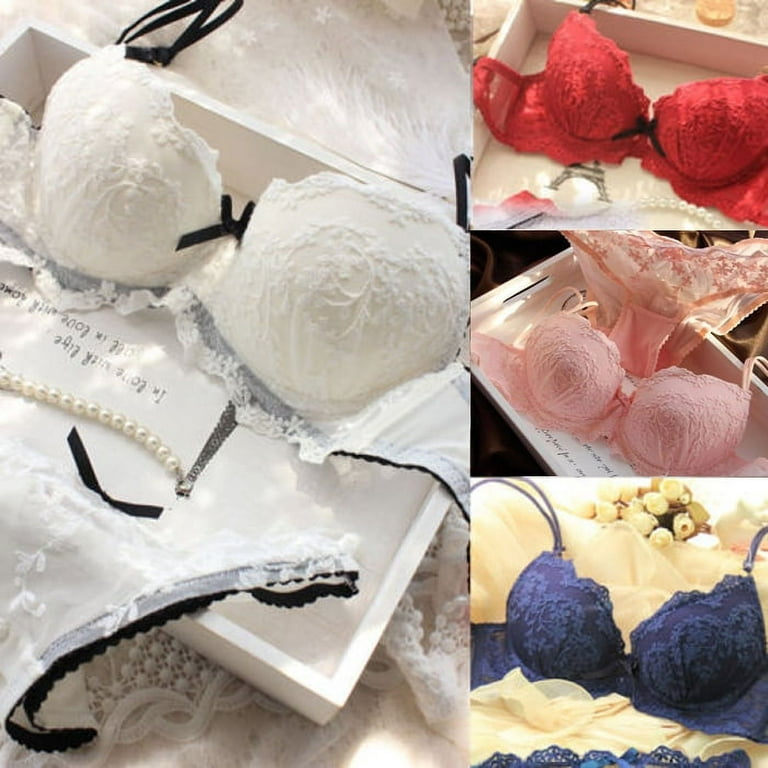 Pudcoco Sexy Embroidery Lace Extreme Push Up Underwear Padded Bra Set  Plunge Bra Sets 