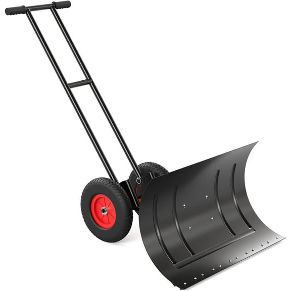 Garvee 40" Heavy Duty Snow Shovel with Wheels, Adjustable Handle & Angled Blade, Wheeled Snow Pusher for Driveway, Sidewalk, Deck, Doorway