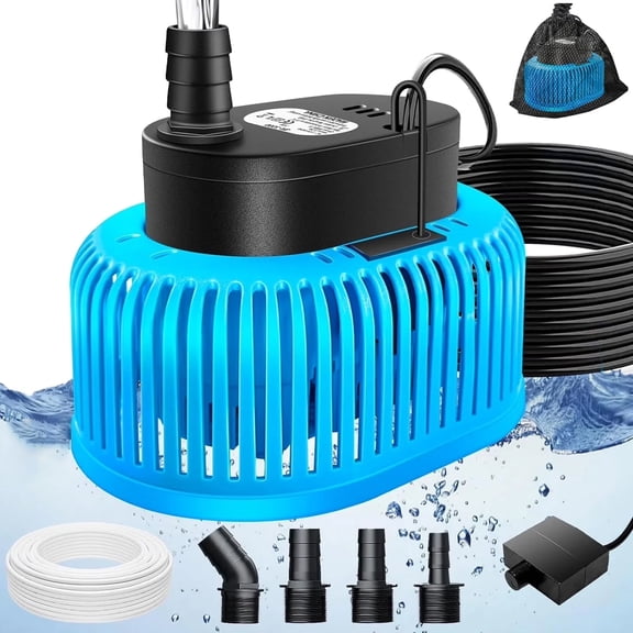 Pool Cover Pump Above Ground, Automatic Water Sensor Pump with 4 Adapters, Sump Pump for Pool Draining, Pump Water Remover, Pool Cover Water Removal Pump, 16ft Hose & 25 ft Power Cord,850 GPH