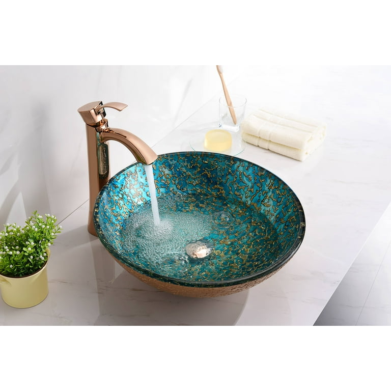 Makata Vessel Sink in Gold/Cyan Mix Makata Vessel Sink in Gold/Cyan Mix