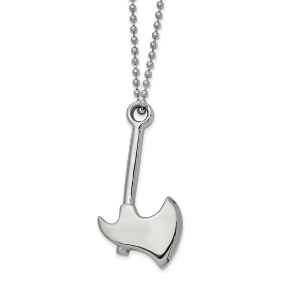 Primal Steel Stainless Steel Polished Hatchet 22-inch Necklace