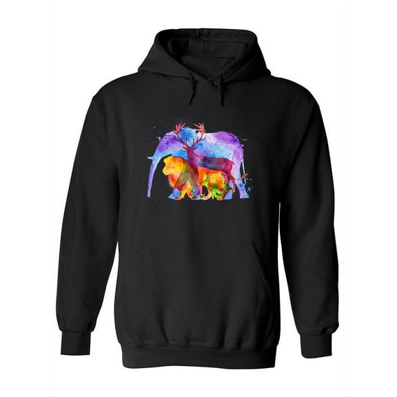 Watercolor Animals Silhouettes Hoodie Women -Image by Shutterstock, Female 3X-Large