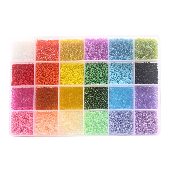 DESIGNICE 24000 Pcs 2mm Glass Seed Beads, 24 Colors Small Beads Kit, Bracelet Beads with a Storage Box for Jewelry Making