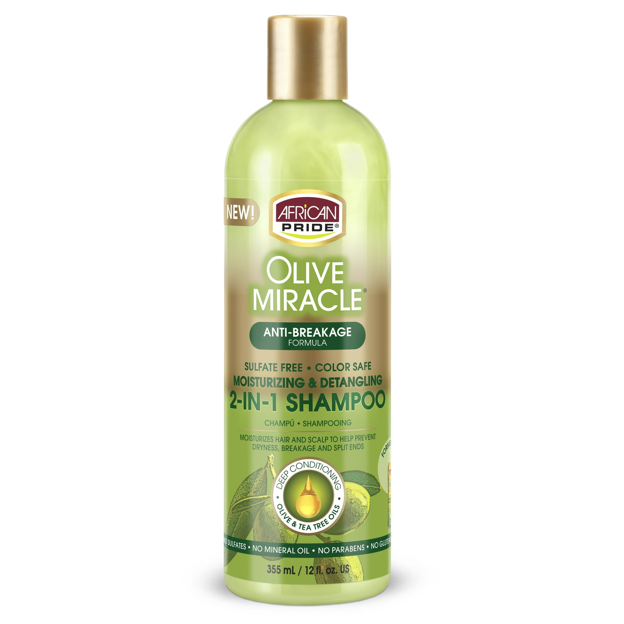 African Pride Olive Miracle Detangling Moisturizing Anti-Breakage Formula 2-in-1,12 fl oz, Damaged Hair