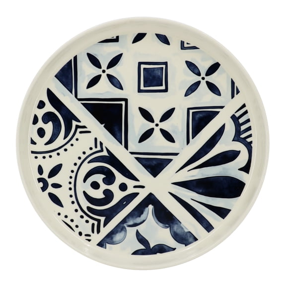 11.6" White & Blue Tile Ceramic Plate by Ashland  - Spring Home Decor