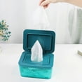 thumbnail image 3 of Estuche dispensador de toallitas húmedas a prueba de polvo Diseño de hebilla con tapa Fácil de abrir Dispensador húmedo y húmedo Sellado Decoración Ti Azul Baoblaze Dispensador de toallitas húmedas, 3 of 8