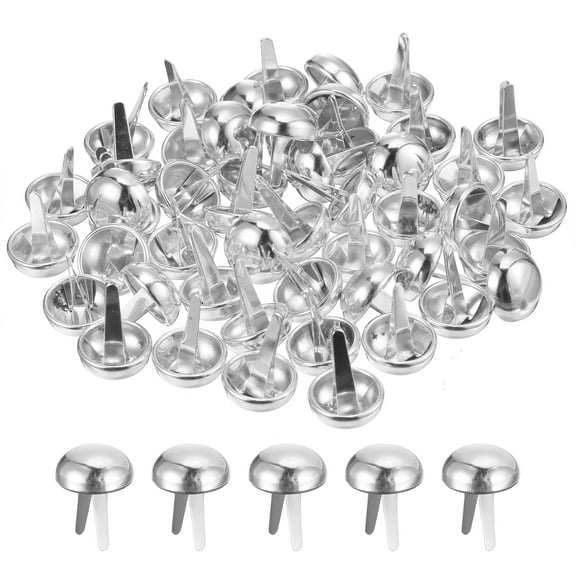 Uxcell 50Pack Bag Feet Stud Spike, 15mm Round Purse Nailheads Spike Prong Studs Bag Bottom Stud for Handbag Purse Clothing DIY Leather Craft, Silver