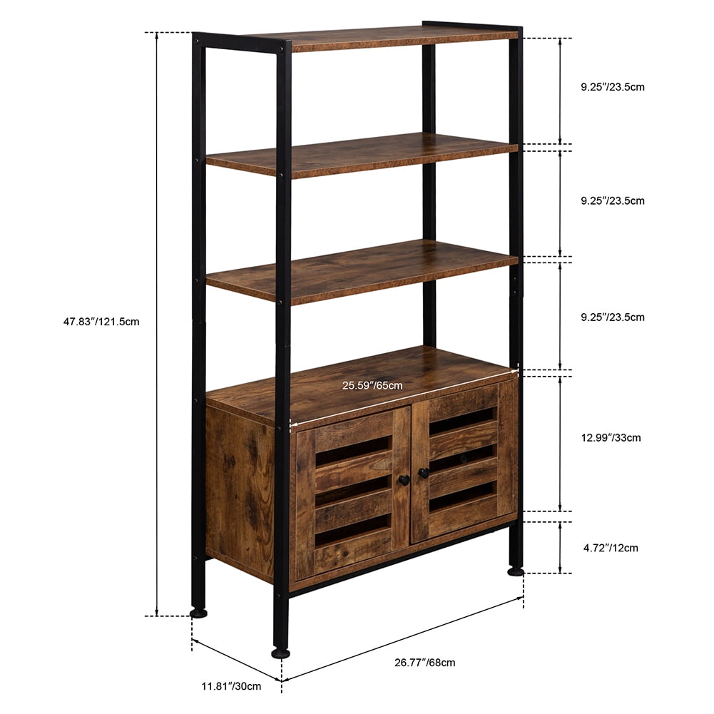 Private Jungle Bookshelf, Storage Cabinet with 3 Shelves and 2 Doors, Industrial Bookcase Rustic Brown Private Jungle Bookshelf, Storage Cabinet with 3 Shelves and 2 Doors, Industrial Bookcase Rustic Brown