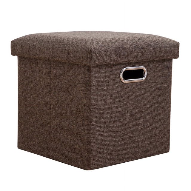 Pequeño Organizador Asiento Plegable Cubo Reposador Pie Almacenamiento Otomana Con Tapa Esponja 11.81x11.81x11.81 Pulgadas Plegables Pequeñas Otomanas para Sala Estar en Casa