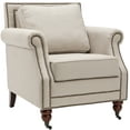 thumbnail image 2 of SAFAVIEH Karsen Traditional Rustic Upholstered Club Chair with Casters, Taupe, 2 of 6