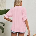 thumbnail image 4 of Lu's Chic Women's Short Sleeve Blouse Chiffon Puff Sleeve Top Ruffle Shirt Soft Loose Fit Summer Holiday Cute Pink Small, 4 of 4