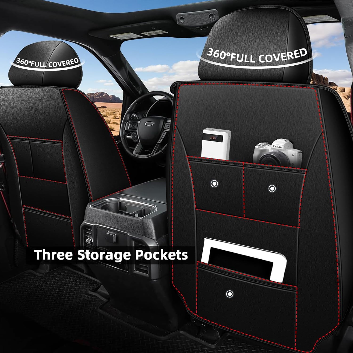 Seat Covers Fit for Nissan Frontier 2009-2024 2025: Full Set Custom Fit for Frontier Crew Cab Extended Cab Car Seat Covers Waterproof Faux Leather Truck Pickup Seat Covers