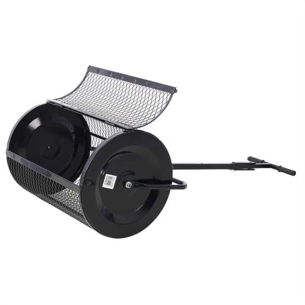 Compost Spreader 36 Inch Peat Moss Spreader with Installation Support Accessories, Metal Mesh Roller Lawn Spreader for Top Soil, Manure, Mulch, Top Dressing - Garden spreaders for lawns