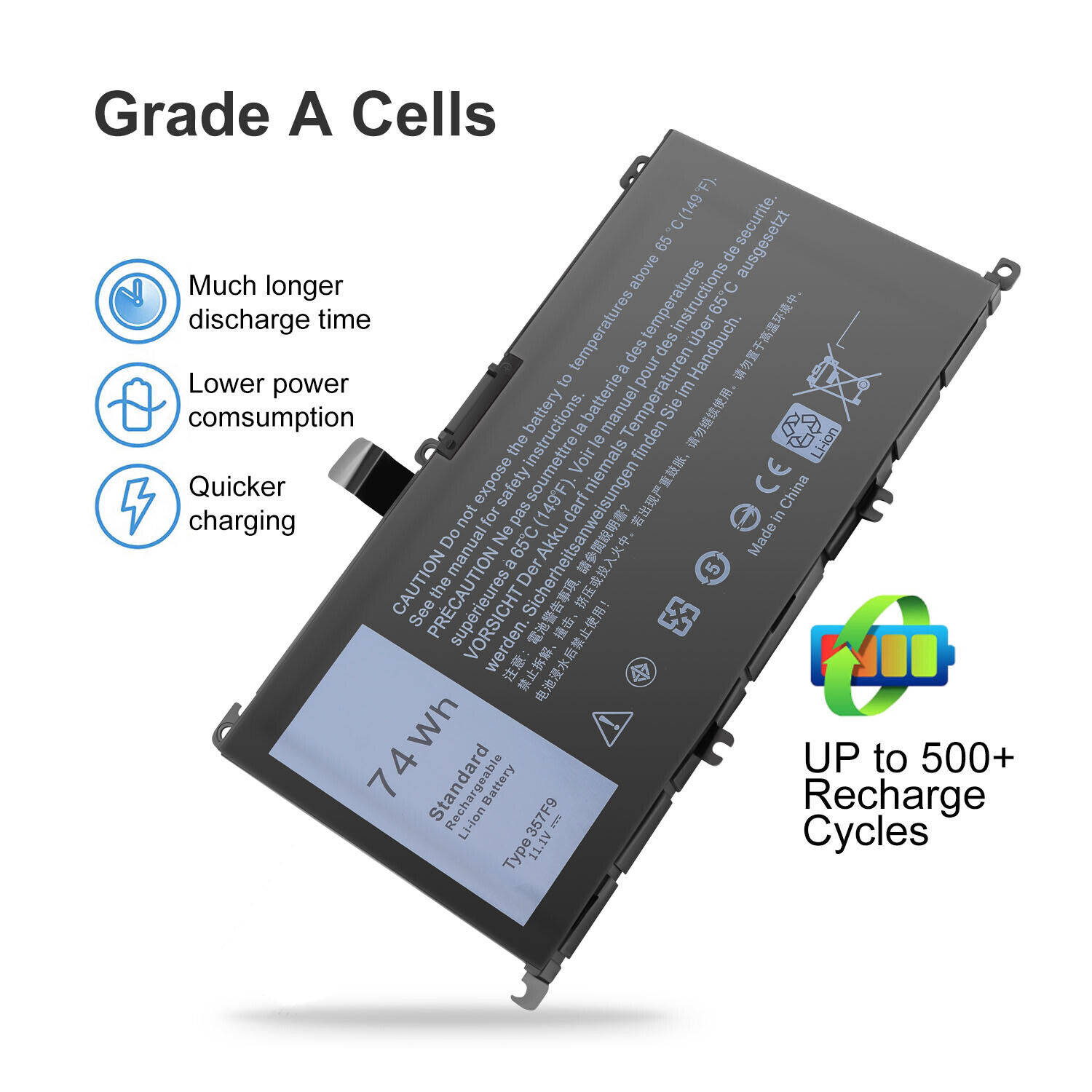 74Wh 357F9 Notebook Battery 74Wh for DELL Inspiron 5576 5577 7557 7559 7566 7567 - image 3 of 6