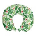 thumbnail image 1 of Botanical Travel Pillow Neck Rest, Tropical Anthurium Monstera Leaves Plant Plumeria, Memory Foam Traveling Accessory Airplane and Car, 12", Green Lime Green, by Ambesonne, 1 of 2