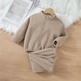 thumbnail image 3 of Cethrio Boys Fleece Outfit Sets Size 6, Half Zip 2 Piece Long Sleeve Sweatshirts and Sweatpants Sets Khaki, 3 of 8