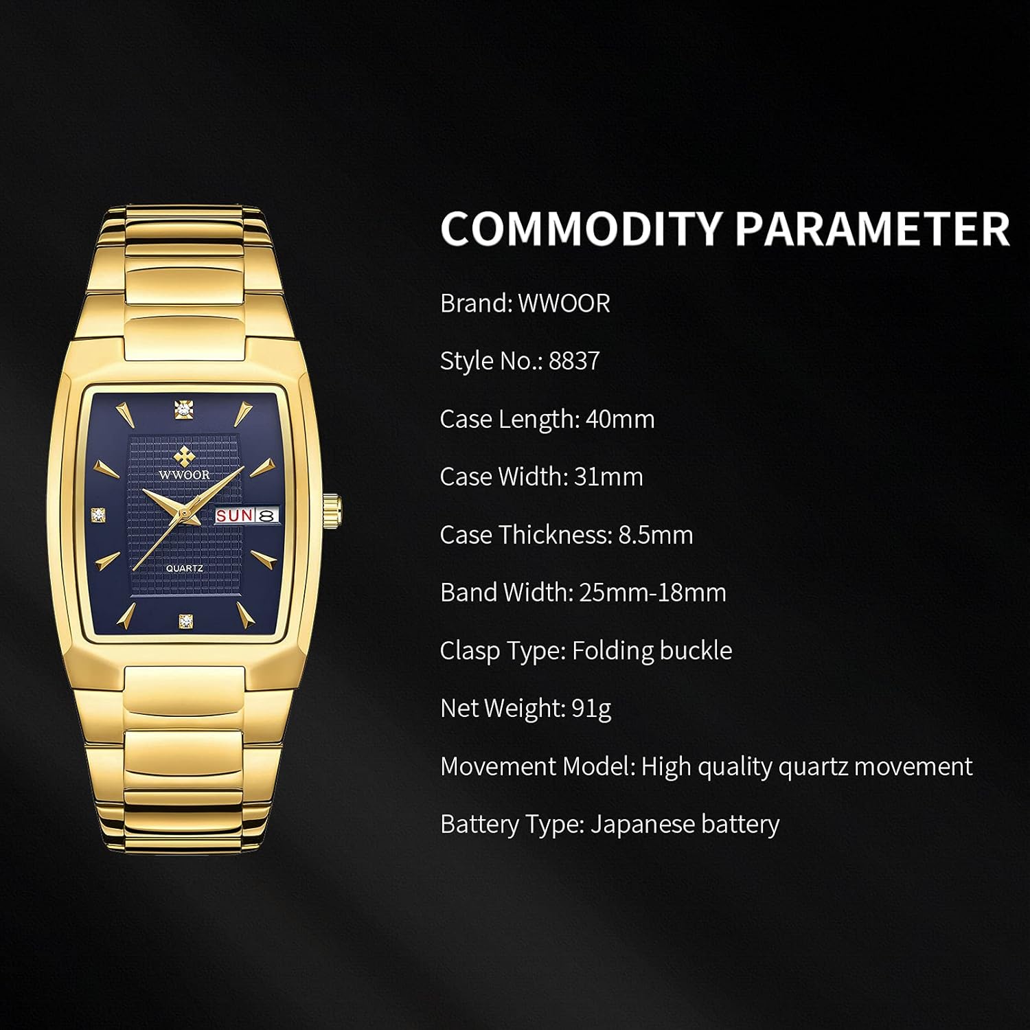 Square Watches for Men Stainless Steel Mens Square Watch with Date Original Waterproof Analog Quartz Fashion Business Casual Wristwatch