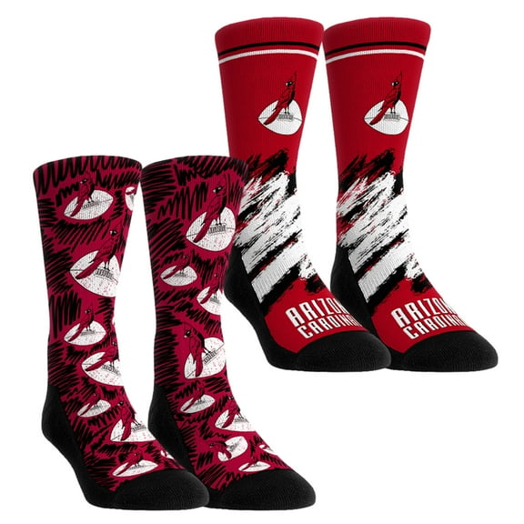 Unisex Rock Em Socks Arizona Cardinals Throwback Two-Pack Crew Socks Set