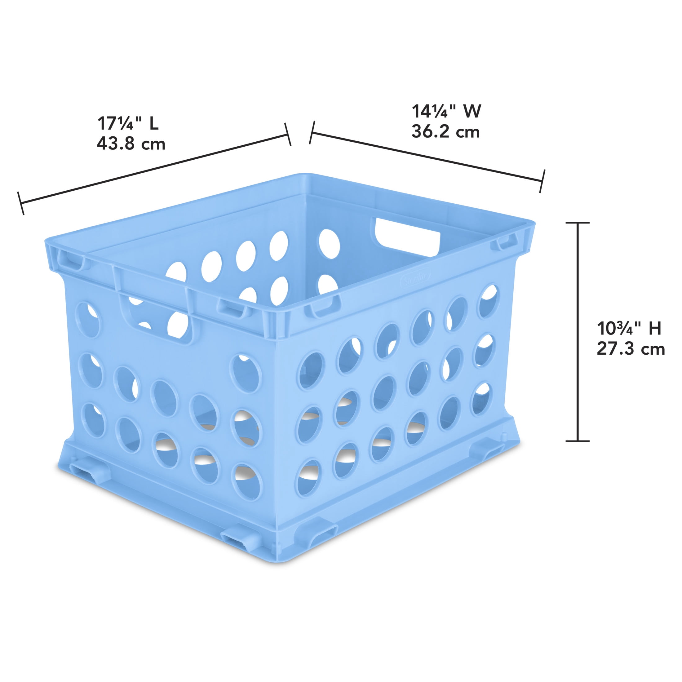 Sterilite File Crate, Versatile Plastic Storage Bin with Through Handles, Fits Letter & Legal-sized Hanging Files, Stackable, Blue