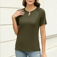 thumbnail image 2 of XuJwPNcy Womens Tops Short Sleeve Crewneck T Shirts Casual Lightweight Soft Blouse Cutout Trendy Tees Clothing, 2 of 7