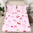 thumbnail image 2 of Homewish Kawaii Pink Bowknot Queen Sheet Sets, Cartoon Cherry Fruit Flat Sheet, Cute Princess Style Queen Fitted Sheet, Lightweight Room Decor, 4 Pieces, 2 of 7