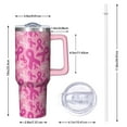 thumbnail image 2 of Pink Breast Cancer Tumbler with Handle and Lid,40oz Double Wall Vacuum Insulated Tumbler,Cups Gift for Women and Men, 2 of 7