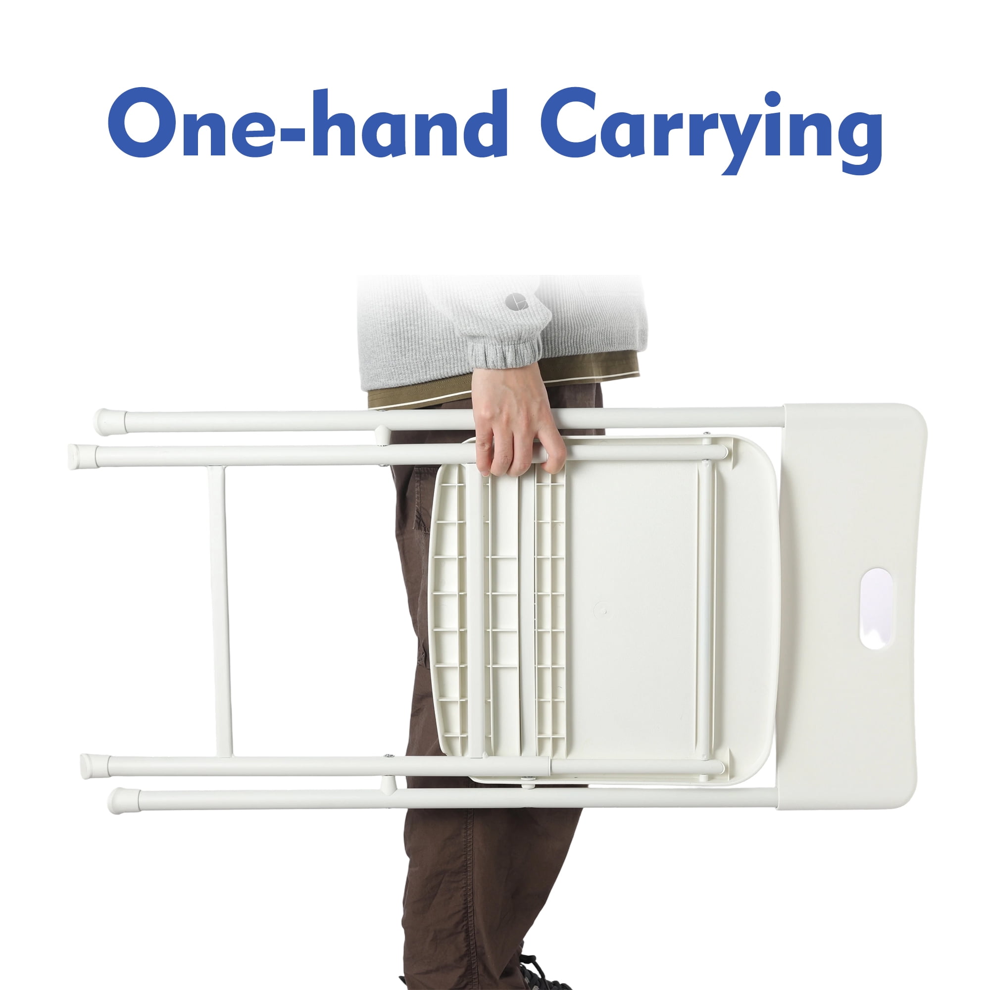Mainstays Resin Folding Chair with Carry Handle, White